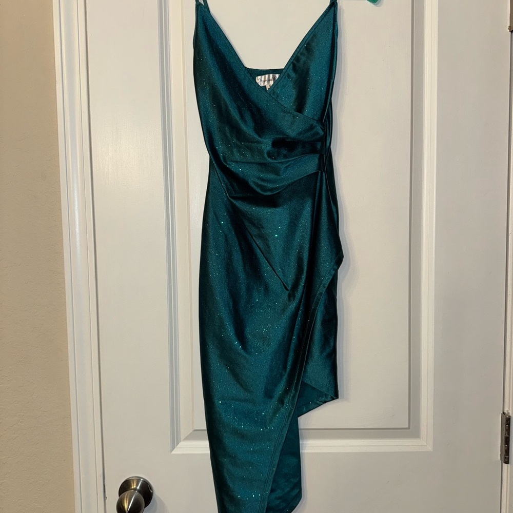 Honey and Rosie Asymmetrical Teal Dress
